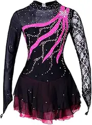 [Zagitova] Figure Skating Dress for Girls Printing Women Breathable Competition Dance Outfits with Shiny Rhinestone