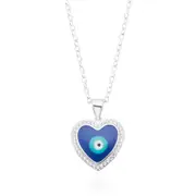 Sterling Silver Evil Eye Cubic Zirconia Enamel Pendant
