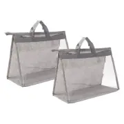 2pcs Handbag Dust Bags, L Size PVC Transparent Purse Protector, Light Gray