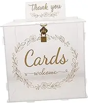 STOBAZA Box Elegant Clear Acrylic Wedding Card Box with Lock Cards Box for Weddings Graduations Special Events Keepsake Storage for Photos Cash