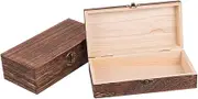 ULTECHNOVO 2pcs Vintage Wooden Keepsake Box Rustic Trinket Treasure Chest Decorative Storage Case