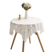 Square Small Table Cloth - Ivory Crochet Tablecloth for Round Coffee Table 35...