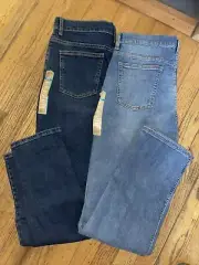 2Pair There Abouts Dark/Light Wash Straight Fit Jeans Youth Husky 16 NWT boys
