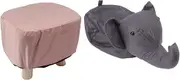 Cute Elephant Shaped Animal Footstools Silent Stable Multi Purpose Stool Kids Family Pine Wood (Dark Grey)