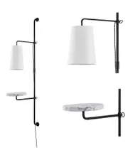 JONATHAN Y Andre Plug-In LED Sconce with White Marble Table
