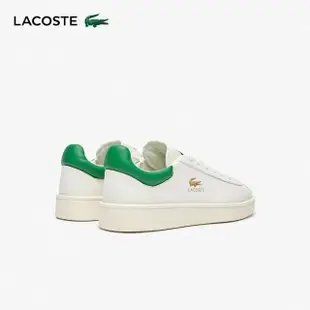 【LACOSTE】男鞋-Baseshot 優質皮革運動休閒鞋(白/綠色)