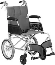Aluminium Alloy Wheelchair Folding Lightweight Wheelchair with Handbrakes, Transport Manual Wheelchair for Elderly, Support 120kg/264lb