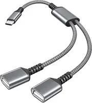 Basesailor USB C Male to Dual USB Female Cable Adapter 0.3M,Thunderbolt 3 to Double Type A 2.0 OTG Splitter Y Cord Converter for iPhone 16 16e 15,Mac,iPad 10 Pro Air Mini,Galaxy S24 S25,Z Flip Fold