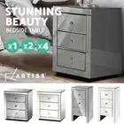 Artiss Bedside Table 3 Drawers Side Table Nightstand Mirrored Storage Cabinet