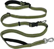 Hands Free Dog Leash 6 in 1 Waist Dog Lead Adjustable Bungee Dog Leash with Nylon Double Handle for Walking/Running(Green)
