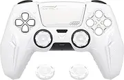 PlayVital Silicone Grip Skin for ps5 Controller - Anti-Slip|Premium Silicone Material|Perfect Fit|Futuristic CyberMech Design|Compatible with ps5 Official Charging Dock - White