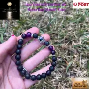 Lava Stone with Amethyst and Hamsa Bead Bracelet 8mm