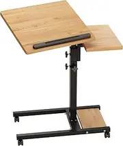[Furist] Mobile Adjustable Height Laptop Stand PC Computer Portable Notebook Swivel Laptop Desk Rolling Table Desk Cart Tiltable with Wheels Casters& Mouse Pad Table