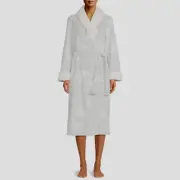 Secret Treasures Women's Plus Super Faux Minky Robe MEDIUM Silver Celestial