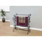 Blanket Rack Rug Towel Holder Drying Stand Metal Vintage Scroll 35.5-Inch Black