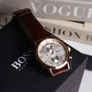 HUGO BOSS 原廠平輸精品手錶 | 紳士三眼計時男錶 - 玫瑰金/白 1512519
