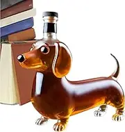 Whiskey Bottle | Glass Liquor Bottle Dachshund Dog Shape,Housewarming Wedding Decanter Decoration Wine Container Dispenser for Dad, Husband, Father