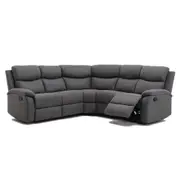 Foret 5 Seater Sofa Corner Lounge Recliner Footrest Bed Chaise Couch Fabric Grey Dark