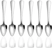 Lertenys Pack of 6 Stainless Steel Grapefruit Spoons Scrapers Dessert Spoons for Apples, Kiwis, Papayas, Oranges and Ice Cream