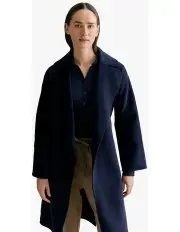 [Trenery] Double Faced Wool Belted Wrap Coat in Navy