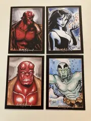 Hellboy Liz Sherman Abe Sapien 4 Sketch Card Print Set Chris McJunkin