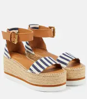 [See By Chloe] See By Chloé Glyn striped espadrille wedges AU 11 blue