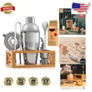 Stainless Steel Cocktail Shaker Set with Stand - Perfect Gift for Bartenders