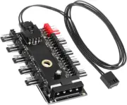 PC Chassis Fan Hub CPU Cooling HUB 10 Port 12V 4 Pin Fan PWM Hub Molex Controlle