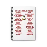 Linux World Tour (Debian, Fedora, Slackware, Ubuntu) Spiral Notebook
