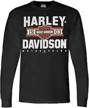 [HARLEY-DAVIDSON] Men's Varsity B&S Logo Long Sleeve Crew-Neck Shirt - Black