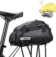 zolyet Multifunctional Bike Trunk Bag Polyester Bike Rear Seat Bag Rear Rack Bag Shoulder Bag Black