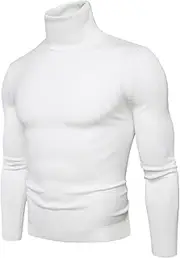 Men's Turtleneck Knitted Sweaters Long Sleeve Thermal Pullover Sweater Slim Fit Casual Basic T Shirts for Fall Winter