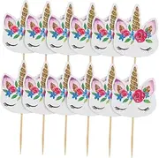 Toyvian 36 Pcs Unicorn Dessert Toppers Cupcake Picks for Birthday Parties Showers Celebrations Safe Paper Material Easy to Insert Remove Cake Decoration