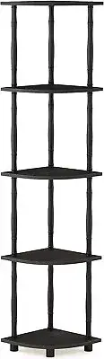 Free Standing Corner Shelf Modern Side Accent Table Black Display Rack 5 Tier