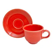 Fiesta Persimmon Cup and Saucer Homer Laughlin Coffee Tea Set