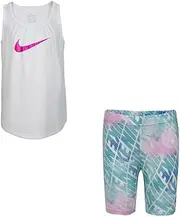[Nike] Marker Allover Print Tank Top Girls Active Shirts & Tees Size 4, Color: White/Pink