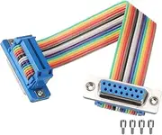 uxcell IDC Rainbow Wire Flat Ribbon Cable DB15 Female to DB15 Female 3.9 Inch Length 2.54mm Pitch Breadboard Jumper Wires for Electronic Projects