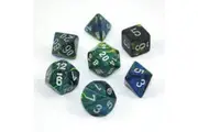 Green with Silver Festive Polyhedral 7-Die Set Chessex