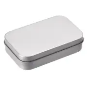 Metal Tin Box, 2pcs 3.74" x 2.36" x 0.87" Containers with Lids, Silver Tone