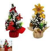2pcs Christmas Tree Ornaments Tabletop Mini Christmas Tree Desktop Decor for Holiday Xmas Home -Red and Gold