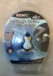 EMTEC Aquarium Penguin 4 GB USB Flash Drive-New In Package- Free Shipping.