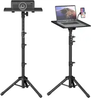 63" Tall Adjustable Tripod Stand for Projector - Large Tray for Multiple Devices