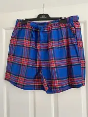 Peter Alexander Mens Pyjama Shorts Blue /Red Check XLarge