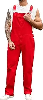 [Yuanbang] Overalls for Men Fashion Coveralls Work Utility Denim Women Bib Jumpsuit with Pockets