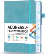 Address and Password Keeper Book with Alphabetical Tabs, 5.3" X 7.7", Blue
