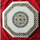 18" Marble Side Table Top handmade inlay semi precious stones work