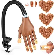 Magnetic Practice Hand for Acrylic Nails: Flexible Nail Practice Hand for Beginners - Realistic Nail Training Hand for Salons Home - Bendable Fake Hand with 300 pcs Nail