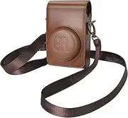 TYUANDOUER Case for Ricoh GR Series Digital Camera, Retro PU Leather Case for Ricoh GR II GR III GR IIIx Camera Cover Accessories, Protective Bag for GRII GRIII GRIIIx with Shoulder Strap - Coffee
