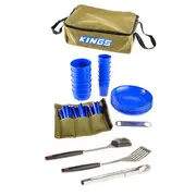 Adventure Kings 37 Piece Six-Person Picnic Set + BBQ Stainless Tool Set 3-Pack