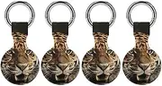 4PCS for Tiger Air Tag Holder Case Waterproof & Shockproof Anti-Scratch Protective Air Tag Cover with Keychain Ring Silicone Tags Holders for Luggage, Backpack, Keys, Pet